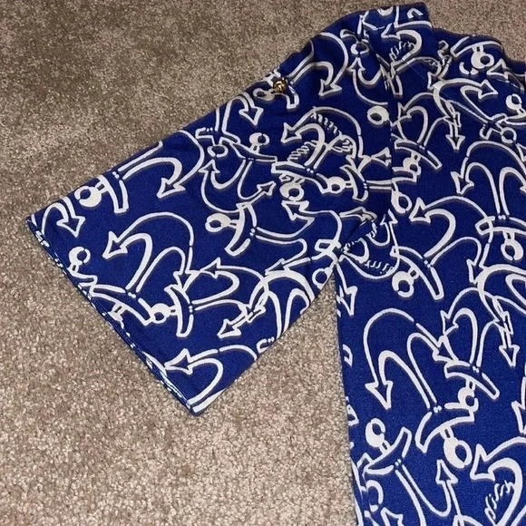 Lilly Pulitzer Nautical Anchor Blue Mini  Dress Drawstring Waist Size XS.  N - Picture 5 of 7